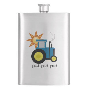 Blue Putt Putt Tractor Hip Flask