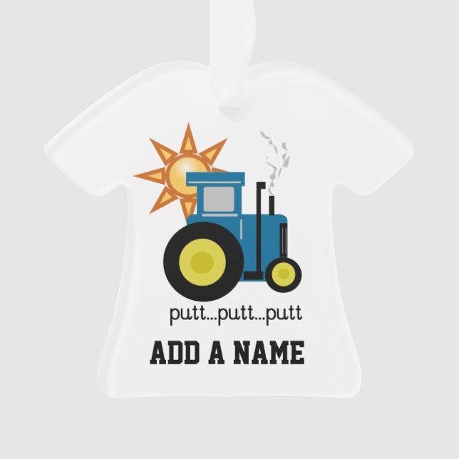Blue Putt Putt Tractor Ornament (Front)