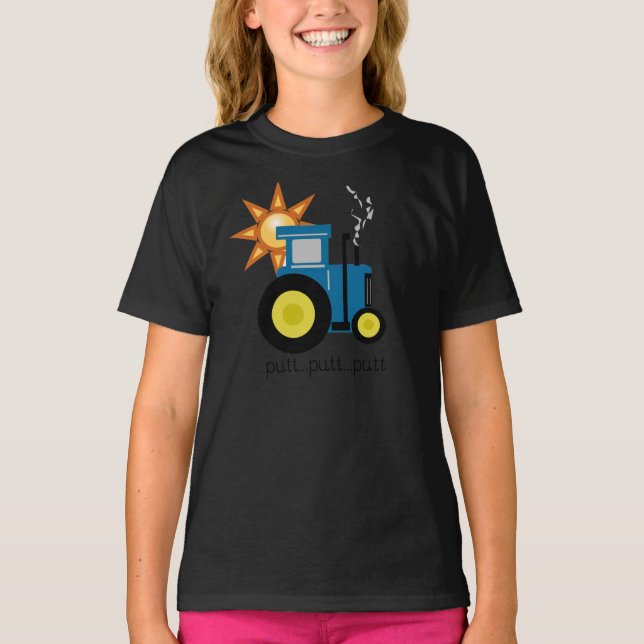 Blue Putt Putt Tractor T-Shirt (Front)