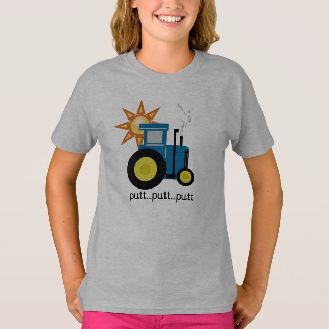 Blue Putt Putt Tractor T-Shirt (Front)