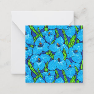 Blue Puya Flowers Botanical Tropical Floral Card