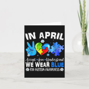 Blue puzzle autism awareness in april accept love card