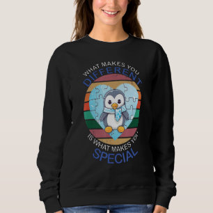 Blue Puzzle Autism Child Awareness Penguin Sweatshirt