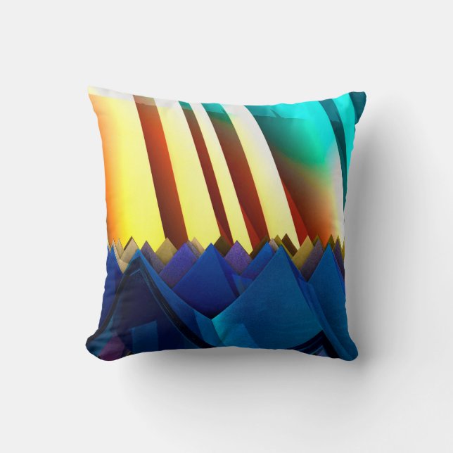 Blue Pyramids and Prism Cushion (Front)