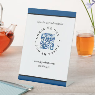 Blue QR code Generator Pedestal Sign