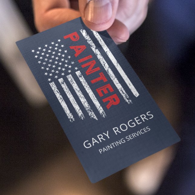 Blue QR Code Painter American Flag Business Card (Creator Uploaded)