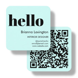 Blue   QR Code Social Media   Hello Square Business Card