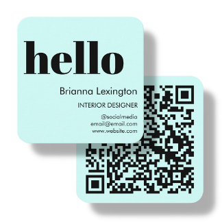 Blue | QR Code Social Media | Hello Square Business Card
