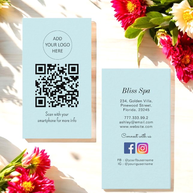 Blue QR Code Spa Dentist Clinic  Business Card (Creator Uploaded)