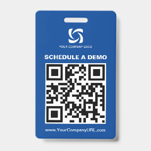 Blue QR Code Website Tradeshow Sign ID Badge