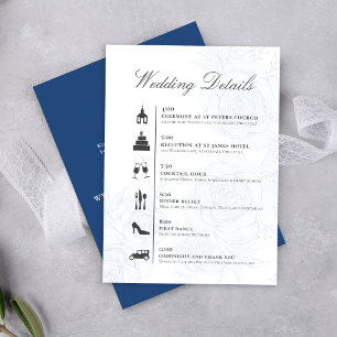 Blue QR Code Wedding Details Timeline Card