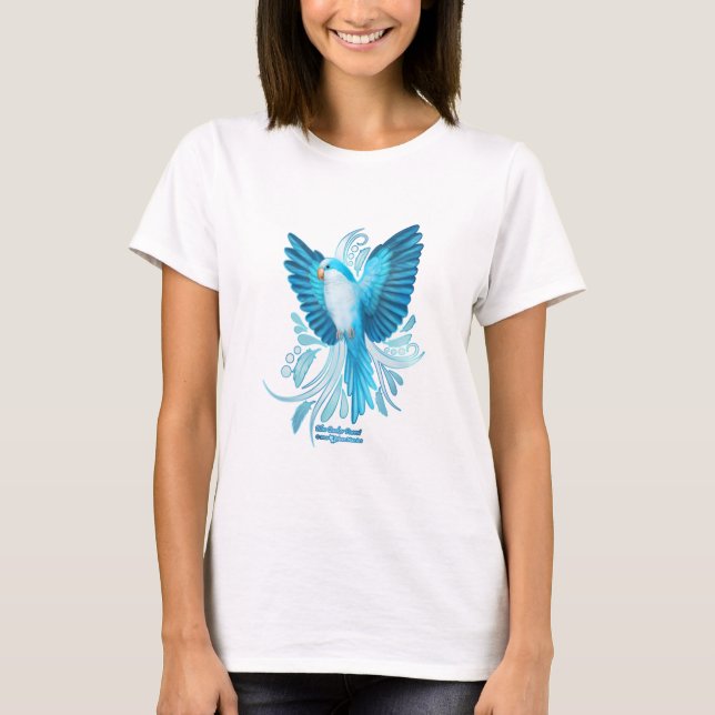 Blue Quaker Parrot T-Shirt (Front)