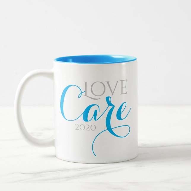 Blue Quarantine Love and Care Mug (Left)