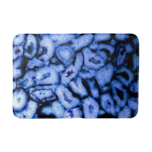 Blue Quartz Agate, blue Geodes, abstract pattern Bath Mat