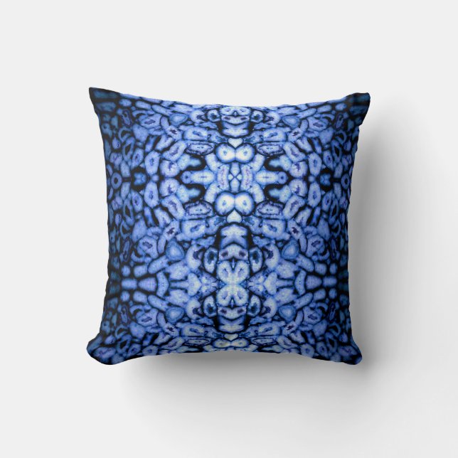 Blue Quartz Agate, blue Geodes, abstract pattern  Cushion (Front)