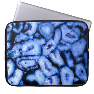 Blue Quartz Agate, blue Geodes, abstract pattern  Laptop Sleeve