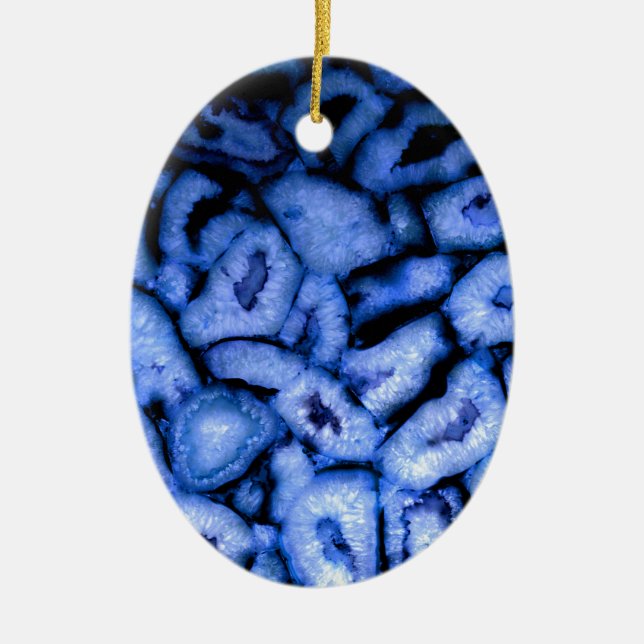Blue Quartz Agate Geodes Ceramic Tree Decoration (Front)