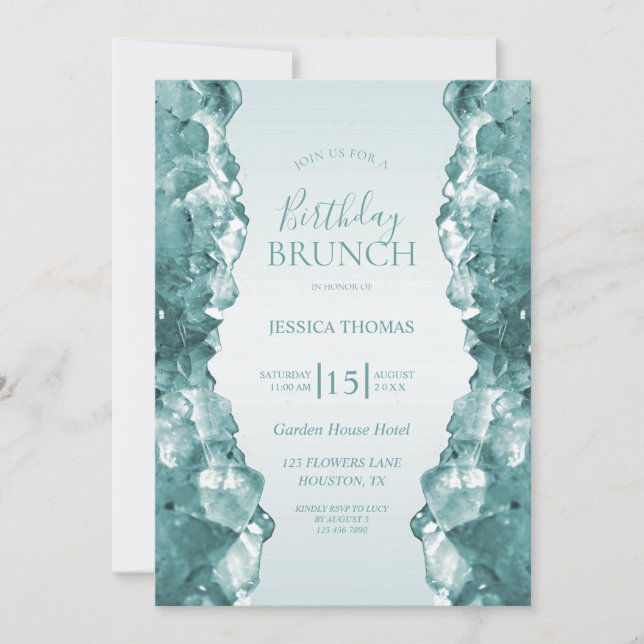 Blue Quartz Birthday Brunch Invitation (Front)