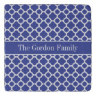 Blue Quatrefoil Band Personalised Trivet