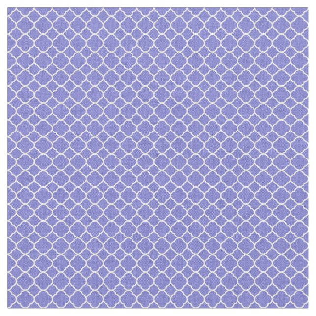Blue Quatrefoil Geometric Pattern Fabric (Close Up)