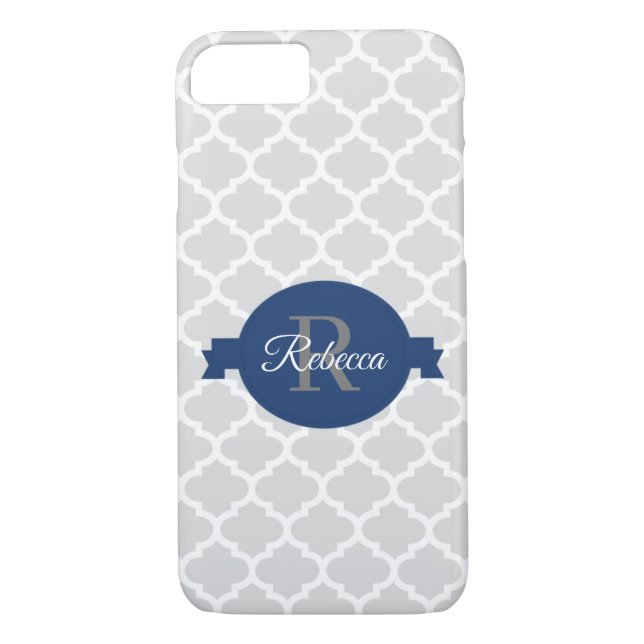 Blue Quatrefoil Personalised Case-Mate iPhone Case (Back)