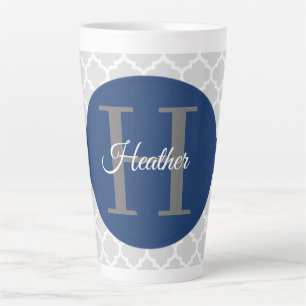 Blue Quatrefoil Personalised Latte Mug