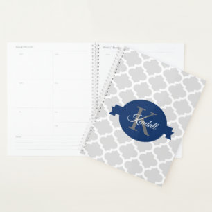 Blue Quatrefoil Personalised Planner
