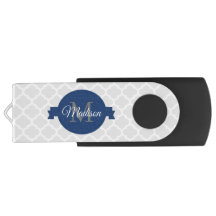 Blue Quatrefoil Personalised