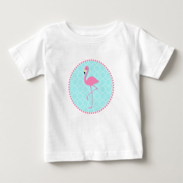 Blue Quatrefoil + Pink Flamingo Tutu Bodysuit (Front)