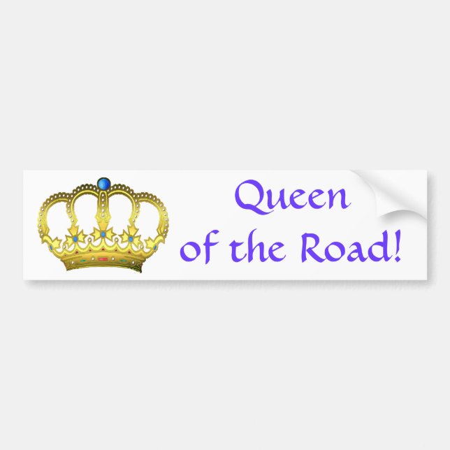 Blue Queen of the Road Bumper Sticker (Front)