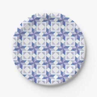 Blue Quilt Block Paper Plate
