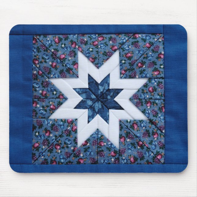 blue quilt star mousepad (Front)