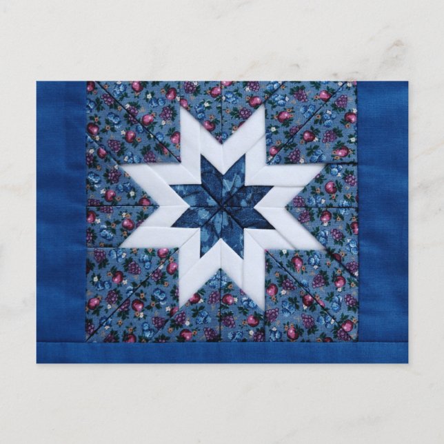 blue quilt star postcard (Front)