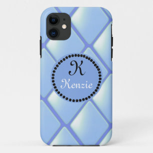 Blue Quilted Diamond With Monogram Case-Mate iPhone Case