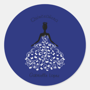 Blue Quinceanera Butterfly Gown Envelope Seals