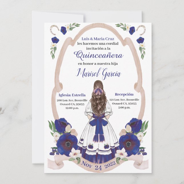 Blue Quinceanera Charra, Rancho Charro Western (Front)