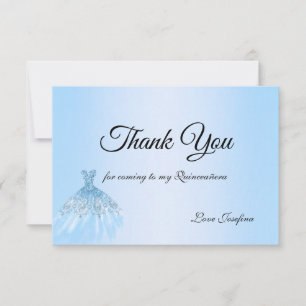 Blue Quinceanera Thank You Card
