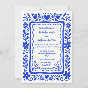 Blue Quirky Hand Drawn Wedding Invitation