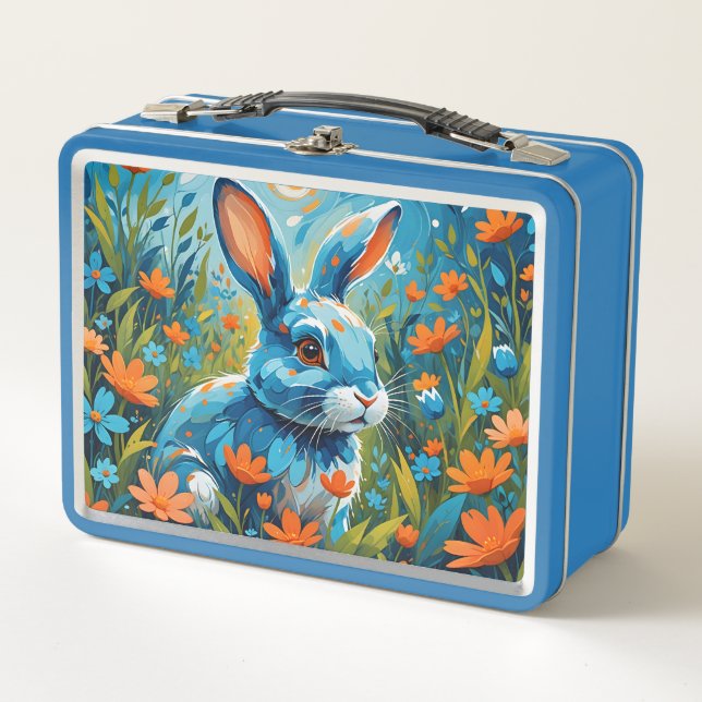 Blue Rabbit Kid's Metal Lunch Box (Front)
