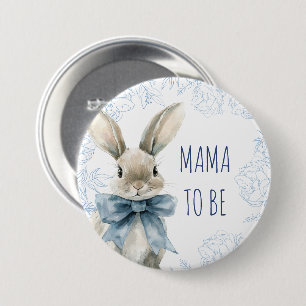 Blue Rabbit Mum To Be Baby Shower  7.5 Cm Round Badge