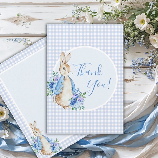 Blue Rabbit Watercolor Baby Shower Thank You Card (Creator Uploaded)