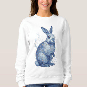 Blue Rabbit With Golden Kintsugi Cracks Sweatshirt