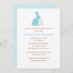 Blue Rabbits Boy Baby Shower Invitation