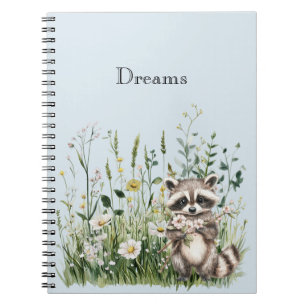 Blue Raccoon Floral  Notebook