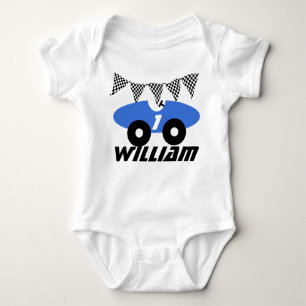 Blue Race Car Baby Bodysuit