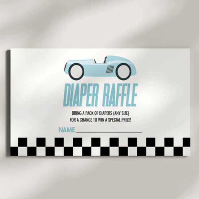 Blue Race Car Baby Shower Diaper Raffle Enclosure Card (Creator Uploaded)