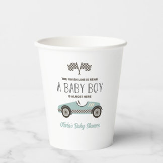 blue Race Car Baby Shower Paper Cups