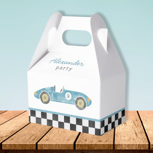 Blue race car birthday favour box