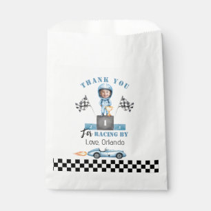 Blue race car Boy Racer Photo Birthday thank you Favour Bags