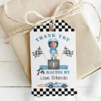 Blue race car Boy Racer Photo Birthday thank you